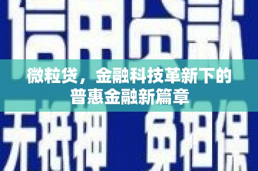 掇刀微粒贷，金融科技革新下的普惠金融新篇章