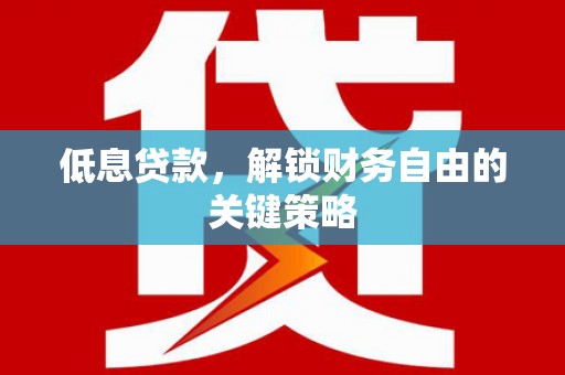 随州低息贷款，解锁财务自由的关键策略